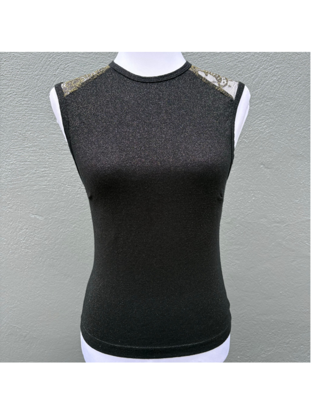 Maxou Black Gold Metallic Top Small Vintage 90s